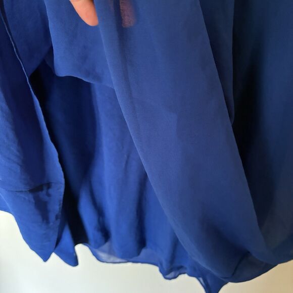 Calvin Klein Royal Regatta Blue Chiffon Overlay Short Sleeve Top 1X Plus - Picture 6 of 7